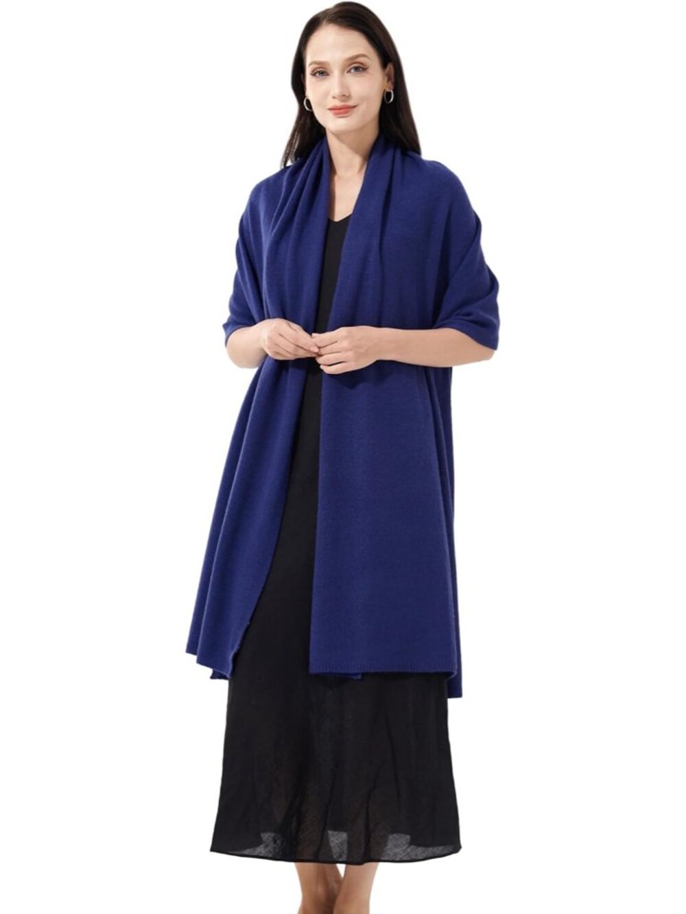 〽️Women's Cashmere Shawl Navy Blue Wedding Winter Classic Shoulder Wrap 87"x28"